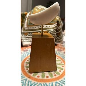 Crate&Barrel Wooden Base marble Lockhart bean sculpture